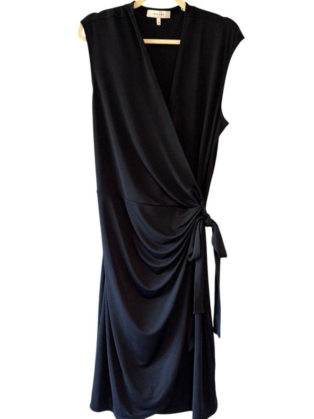 Lark & Ro Wrap Style Black Sleeveless Dress - XL